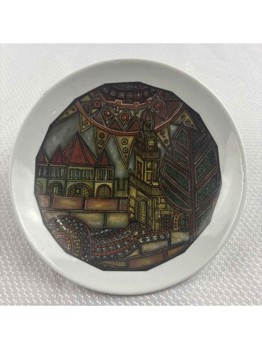Vintage Jacob Malka Naaman Israel My Jerusalem Decorative Ceramic Wall Plate Art